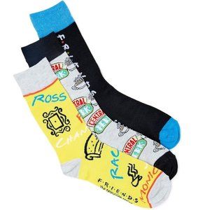 Mens Adult Womens 3 pack Novelty Crew Socks FRIENDS TV Show Size 8-12 Ross NIP